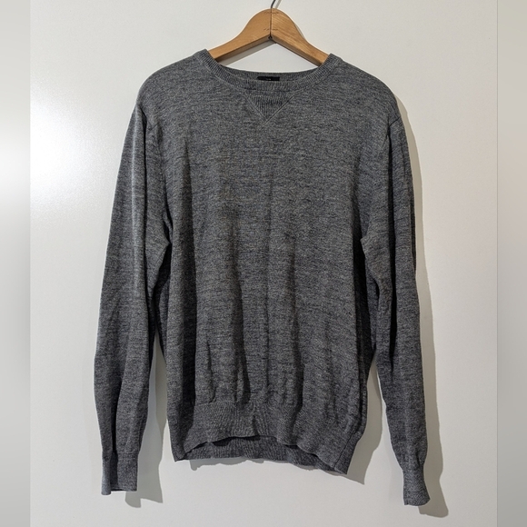 J. Crew Sweater Mens Large Black Label Gray Cotton Crew Neck Slim Pullover B - Picture 1 of 3